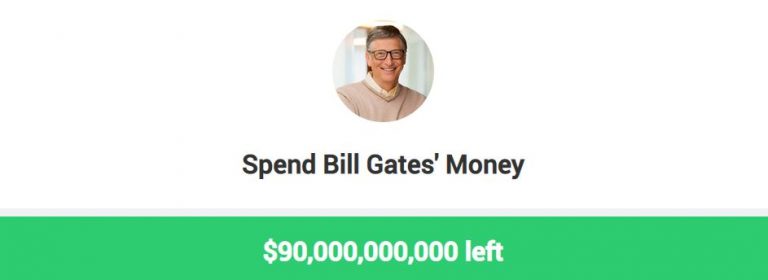 Screenshot of the landing page of the game "How to Spend Bill Gates' Money"